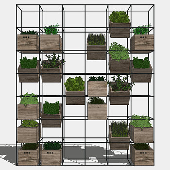 装饰植物盆栽 绿植金属花架子花槽su草图模型下载