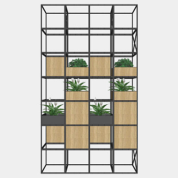 装饰植物盆栽 绿植金属花架子花槽su草图模型下载