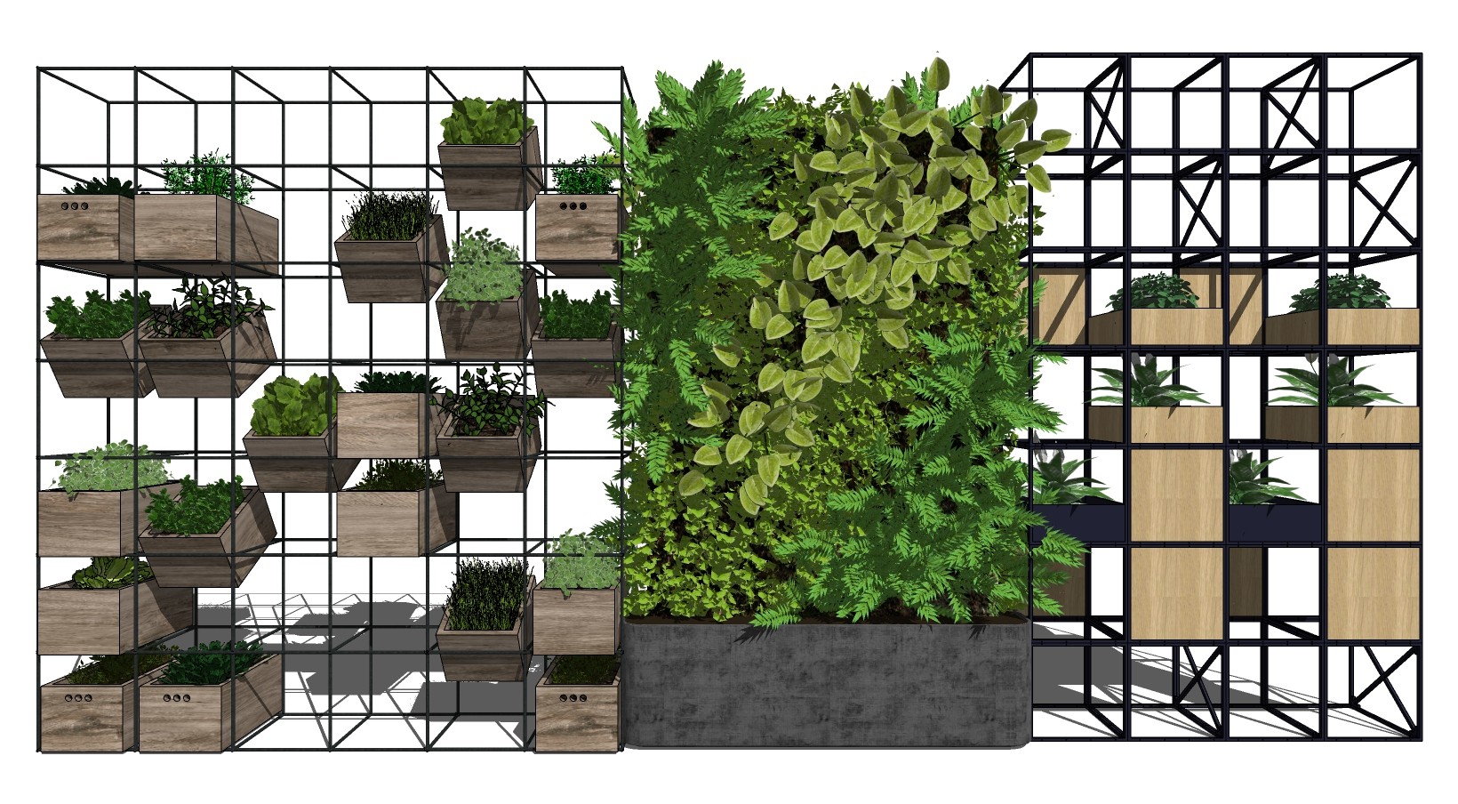 盆栽装饰植物金属花架子组合 su草图模型下载