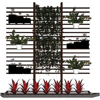 装饰植物 绿植墙，阳台植物su草图模型下载