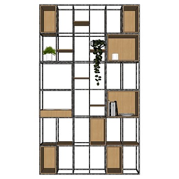 金属植物铁艺金属架子 绿植墙组合 su草图模型下载