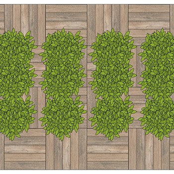 装饰植物 绿植墙 原木架子 组合  su草图模型下载