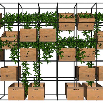 装饰植物 绿植墙 金属植物架子，花架su草图模型下载