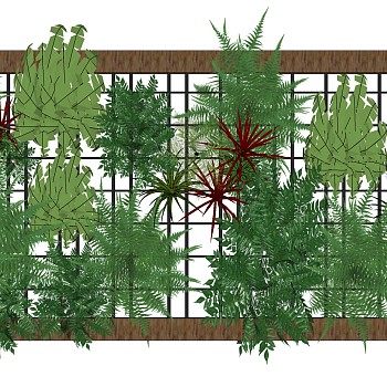 装饰植物 绿植墙 原木架子  su草图模型下载