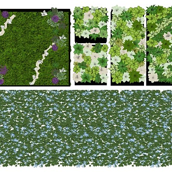 装饰植物 绿植墙 景观植物墙花墙su草图模型下载