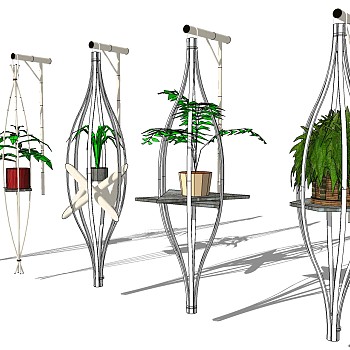 植物 绿植 藤蔓  金属植物架子 su草图模型下载