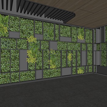 绿植景观装饰植物墙 藤蔓组合su草图模型下载