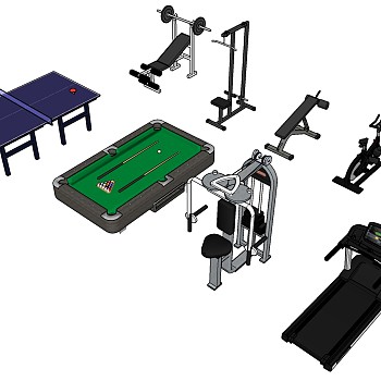 体育器材 健身房健身器材 su草图模型下载