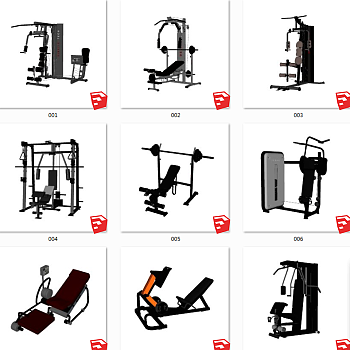 现代健身房健身器材  su草图模型下载