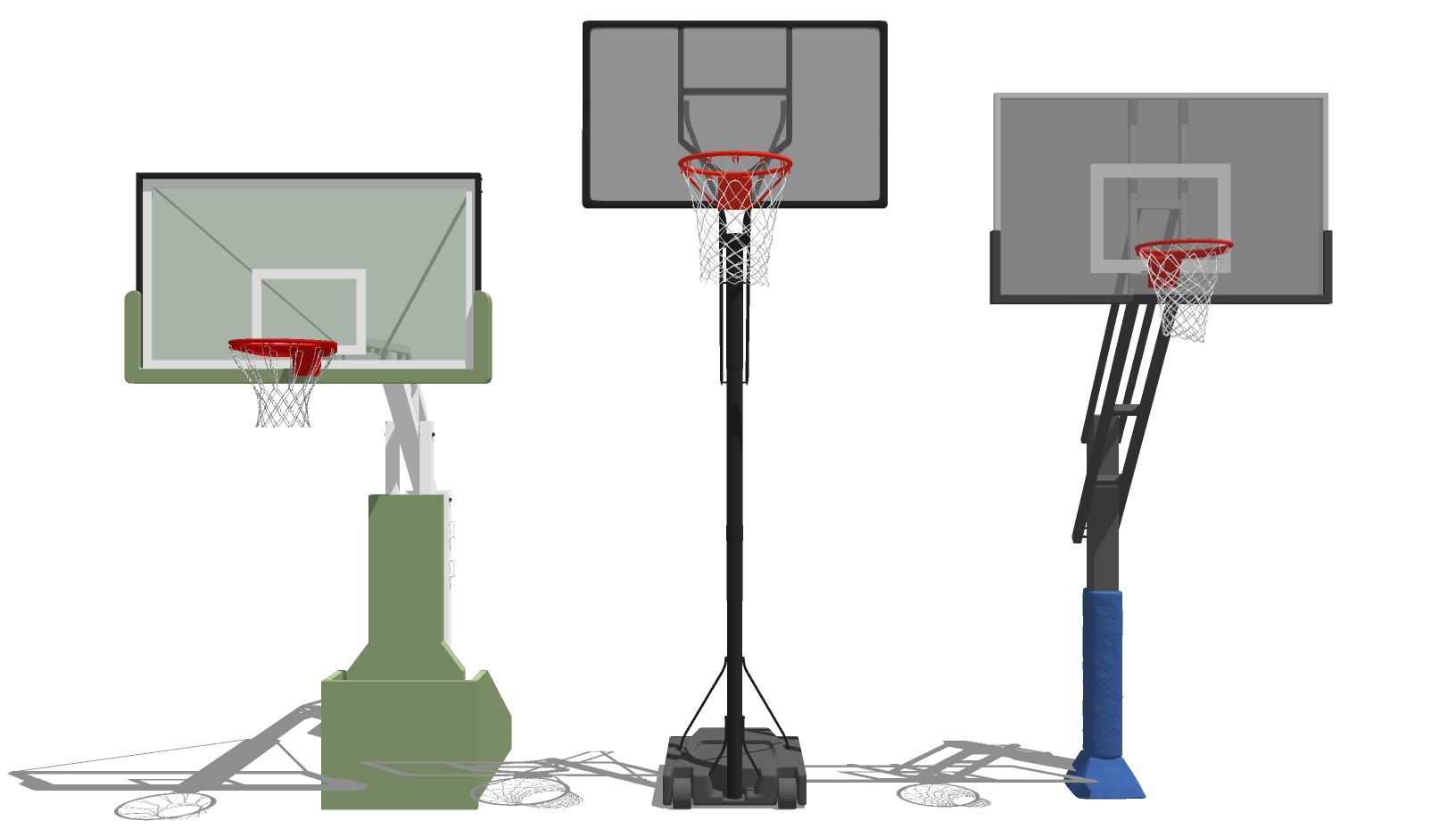 篮球框 篮球场地   体育运动健身器材su草图模型下载