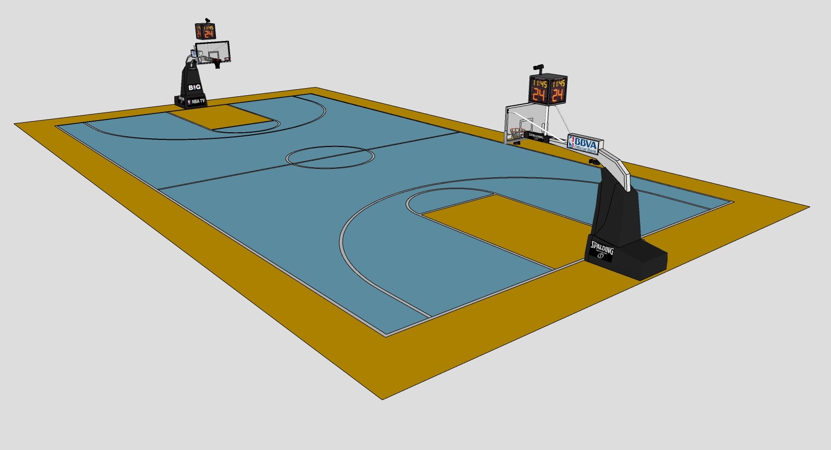 篮球场地 篮球架子 组合体育运动健身器材su草图模型下载