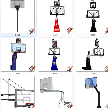 篮球框组合体育运动健身器材su草图模型下载
