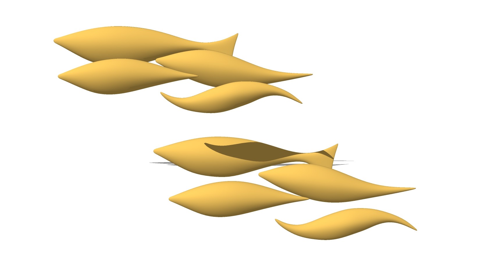 鱼群组合模型 雕塑小品 su草图模型下载