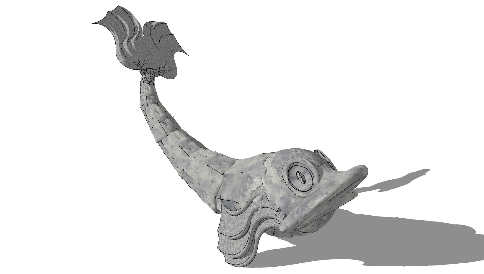 鱼模型 雕塑小品 su草图模型下载