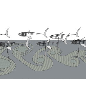 鱼骨 组合模型 雕塑小品 su草图模型下载