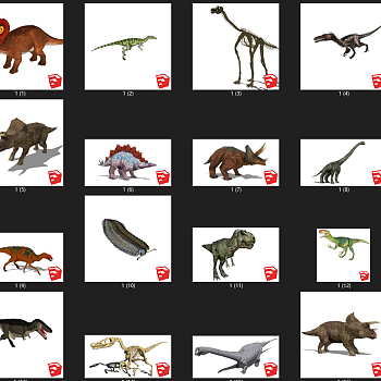 动物组合 恐龙 霸王龙 su草图模型下载