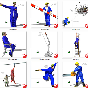 施工工人  su草图模型下载