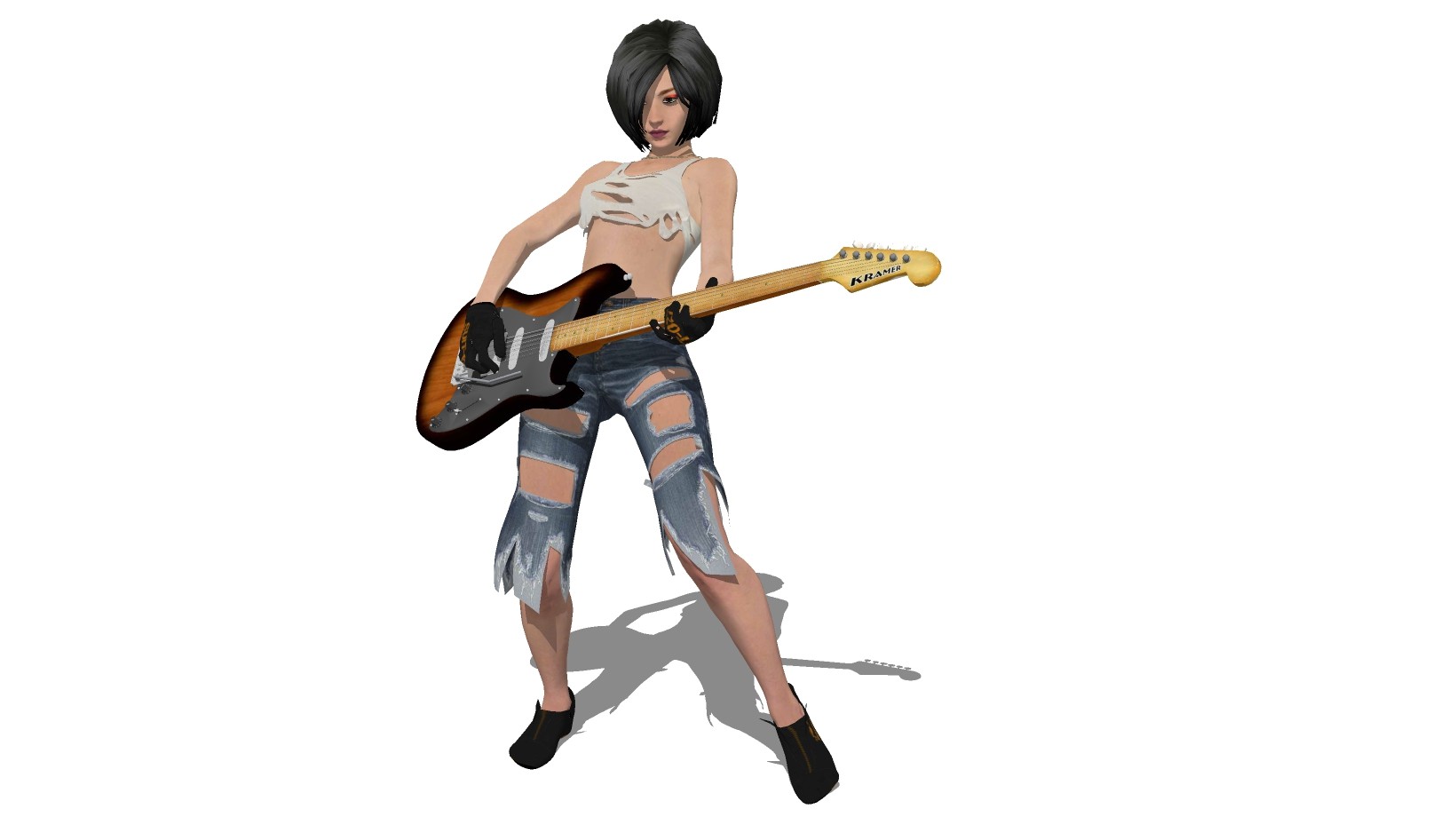 女性吉他手 人物模型su草图模型下载