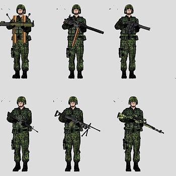 士兵战士人物 军装教官 su草图模型下载