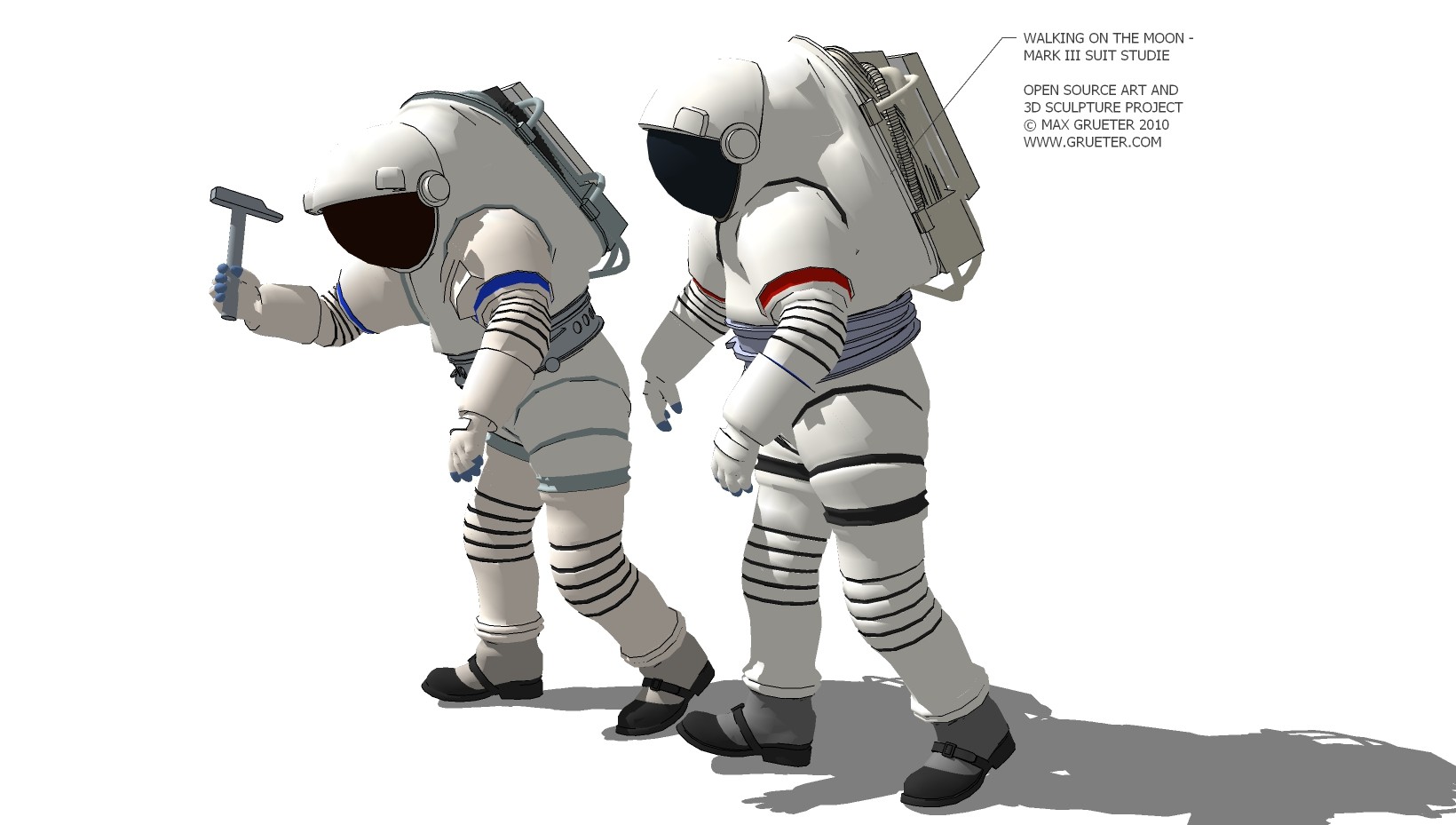 太空人宇航员人物组合 su草图模型下载