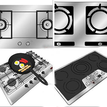 燃气灶 平底锅炒鸡蛋组合 su草图模型下载