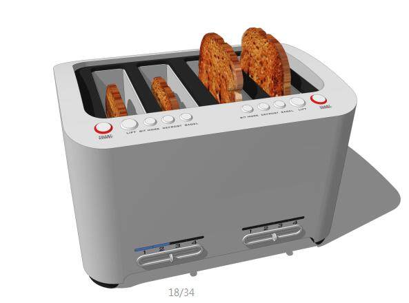 336现代厨房电器用具面包机 食物 面包su草图模型下载