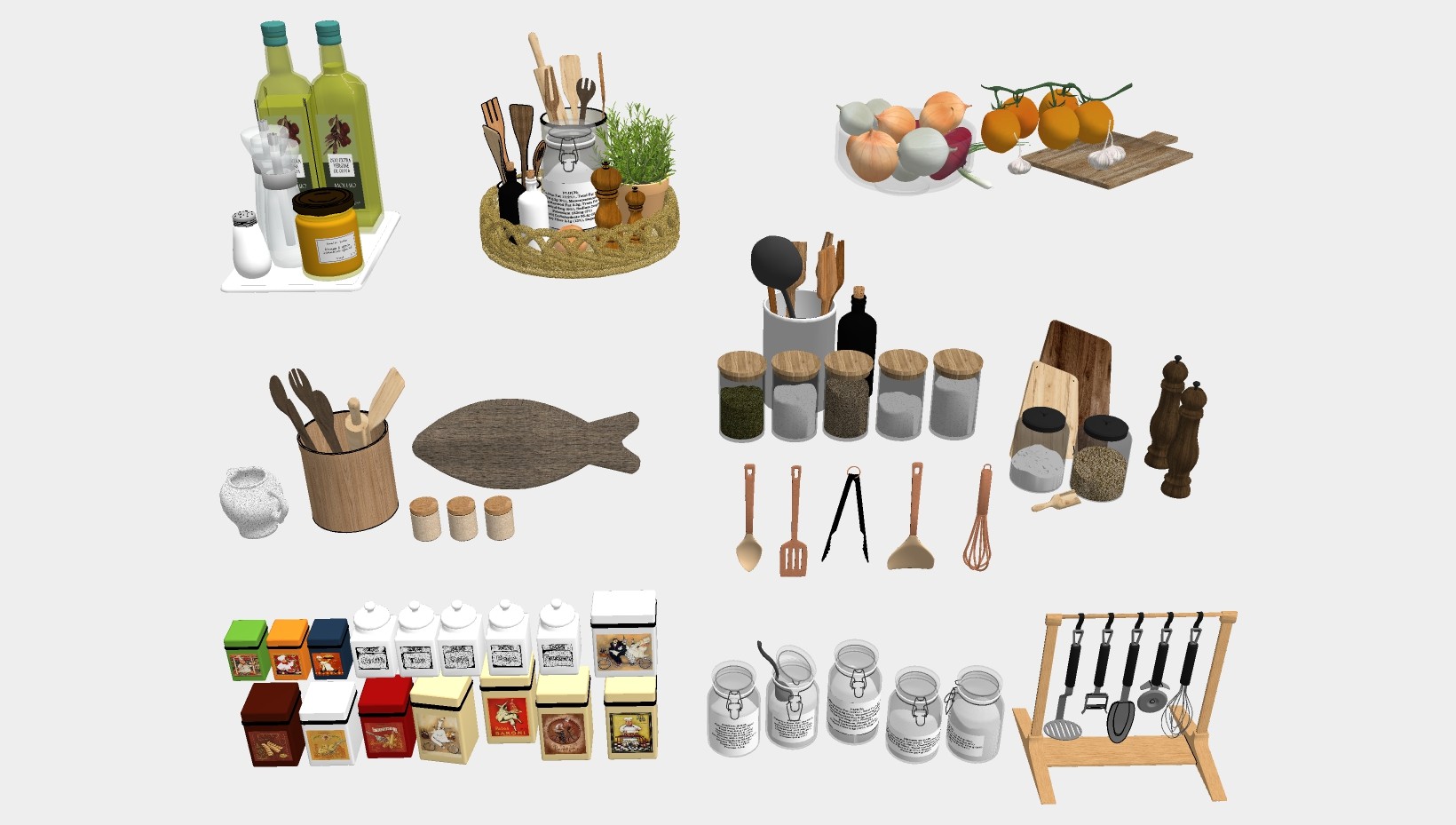 现代厨具 厨房用品 su草图模型下载