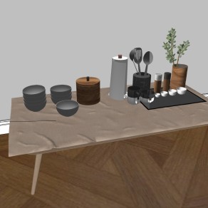 北欧简约餐具碗茶具组合 su草图模型下载