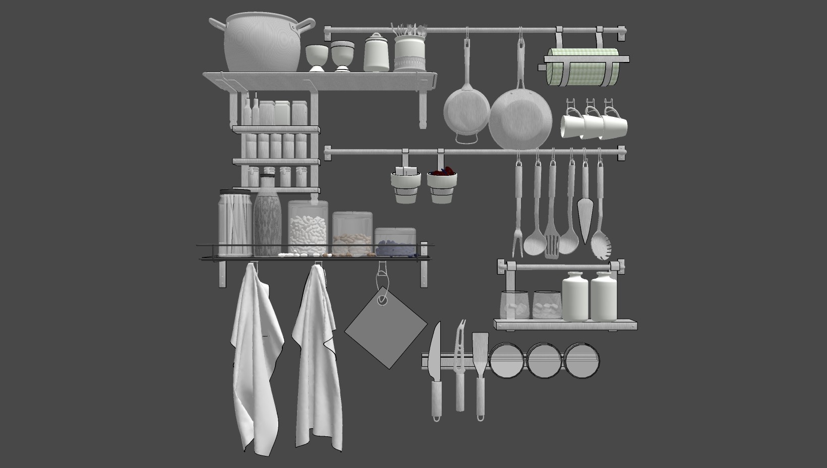 厨房用品用具，厨具 su草图模型下载