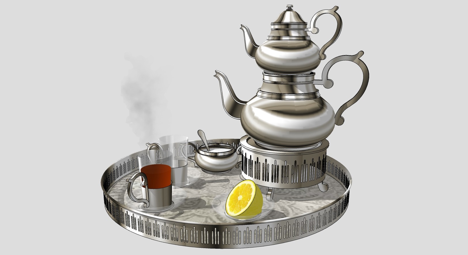 欧式法式金属茶壶 金属不锈钢茶壶  su草图模型下载