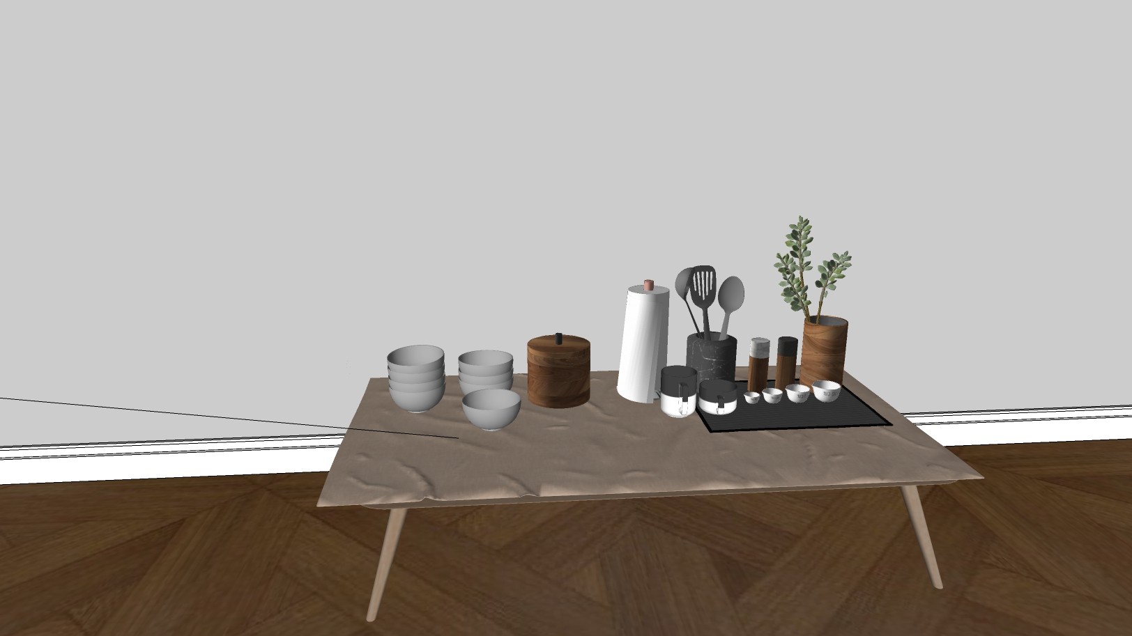 简约餐具 碗 茶具 厨房用具  su草图模型下载