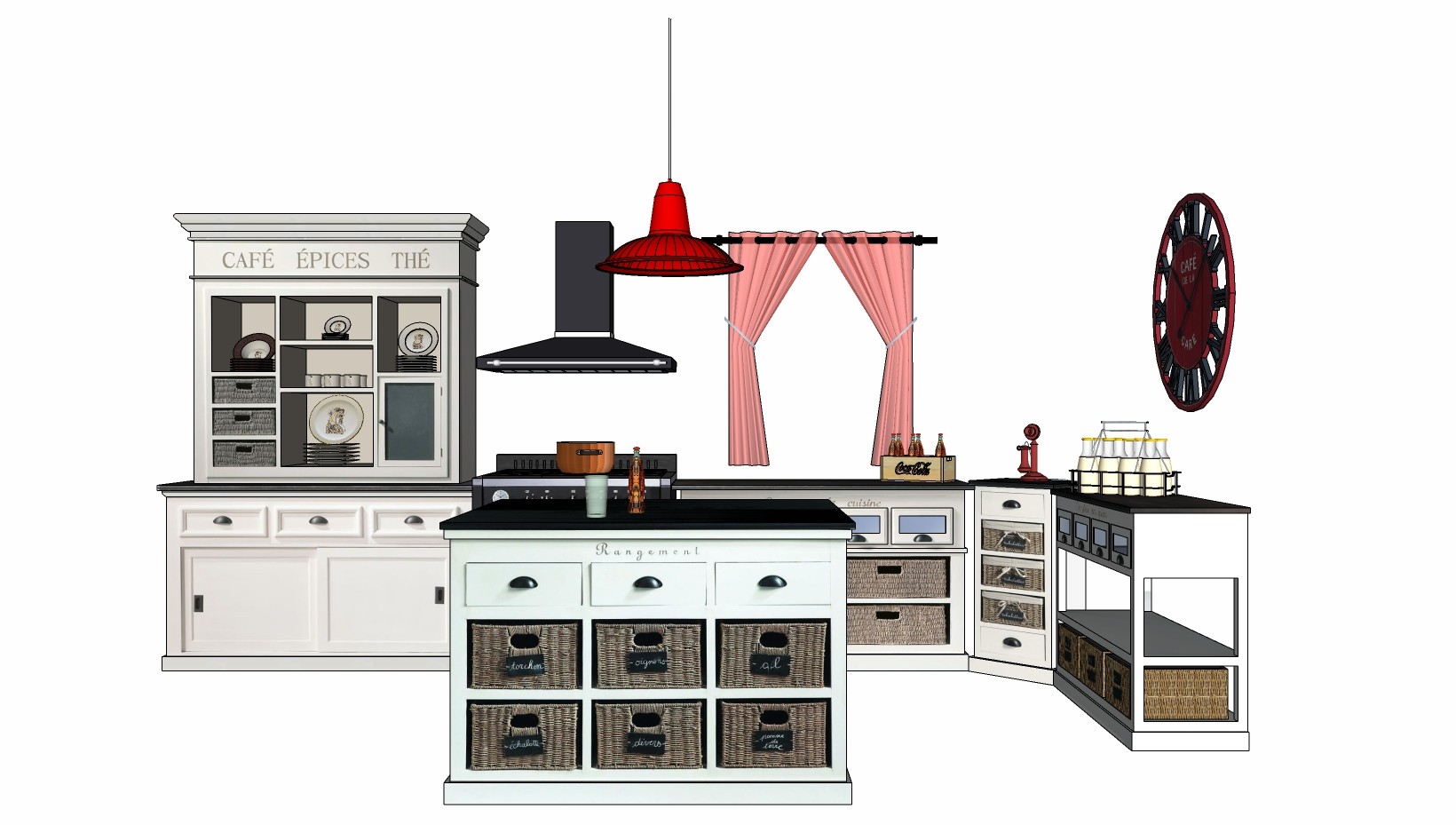 厨房厨具 碗橱碗架子 储物柜 su草图模型下载