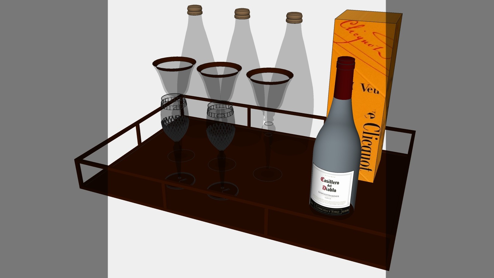 木制盘子 酒杯 玻璃杯子 酒瓶水杯 洋酒红酒饮品1su草图模型下载