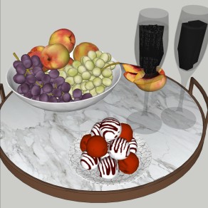 水果 葡萄 苹果 杯子 高脚杯 苹果 水果盘组合 1su草图模型下载