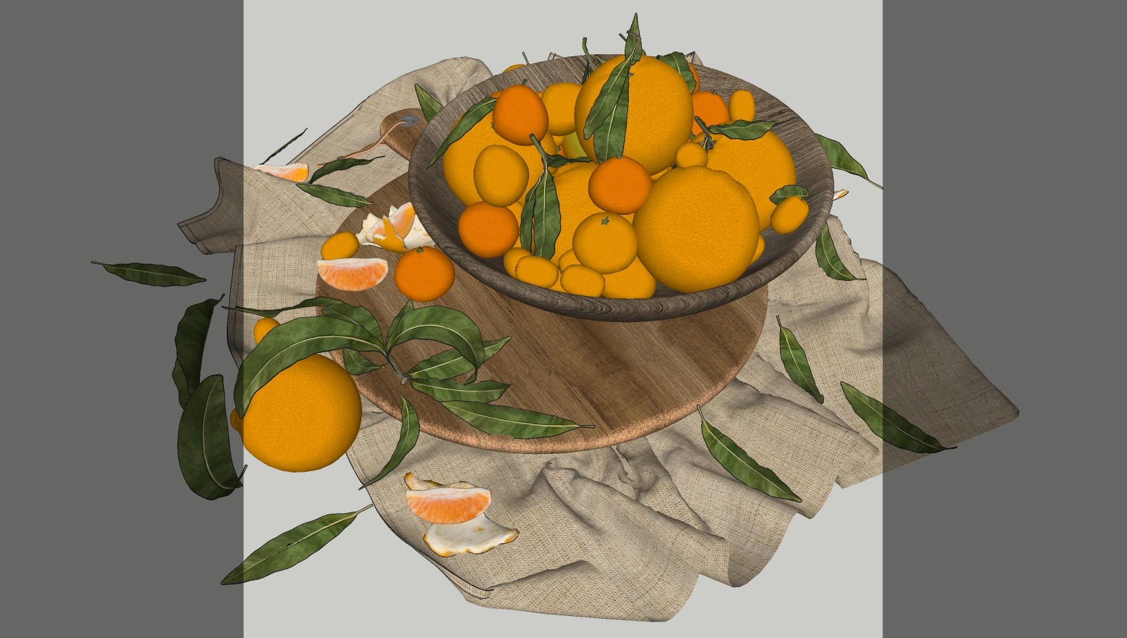 食物 水果 橘子 橙子 金桔 水果托盘组合su草图模型下载