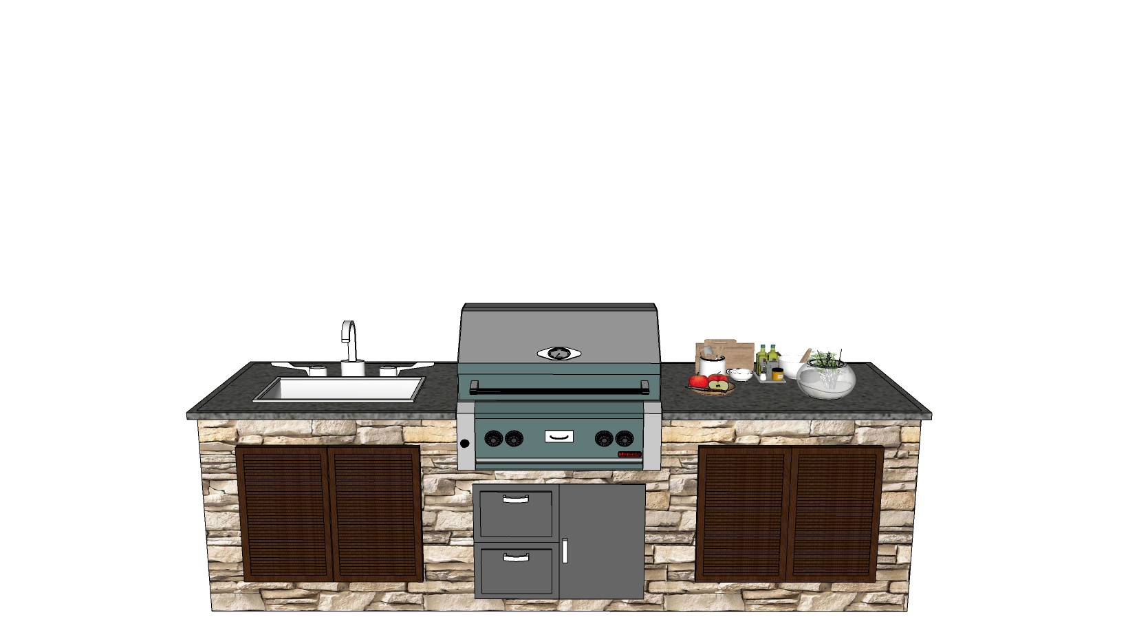 欧式法式美式 厨房厨具用品 燃气灶  su草图模型下载