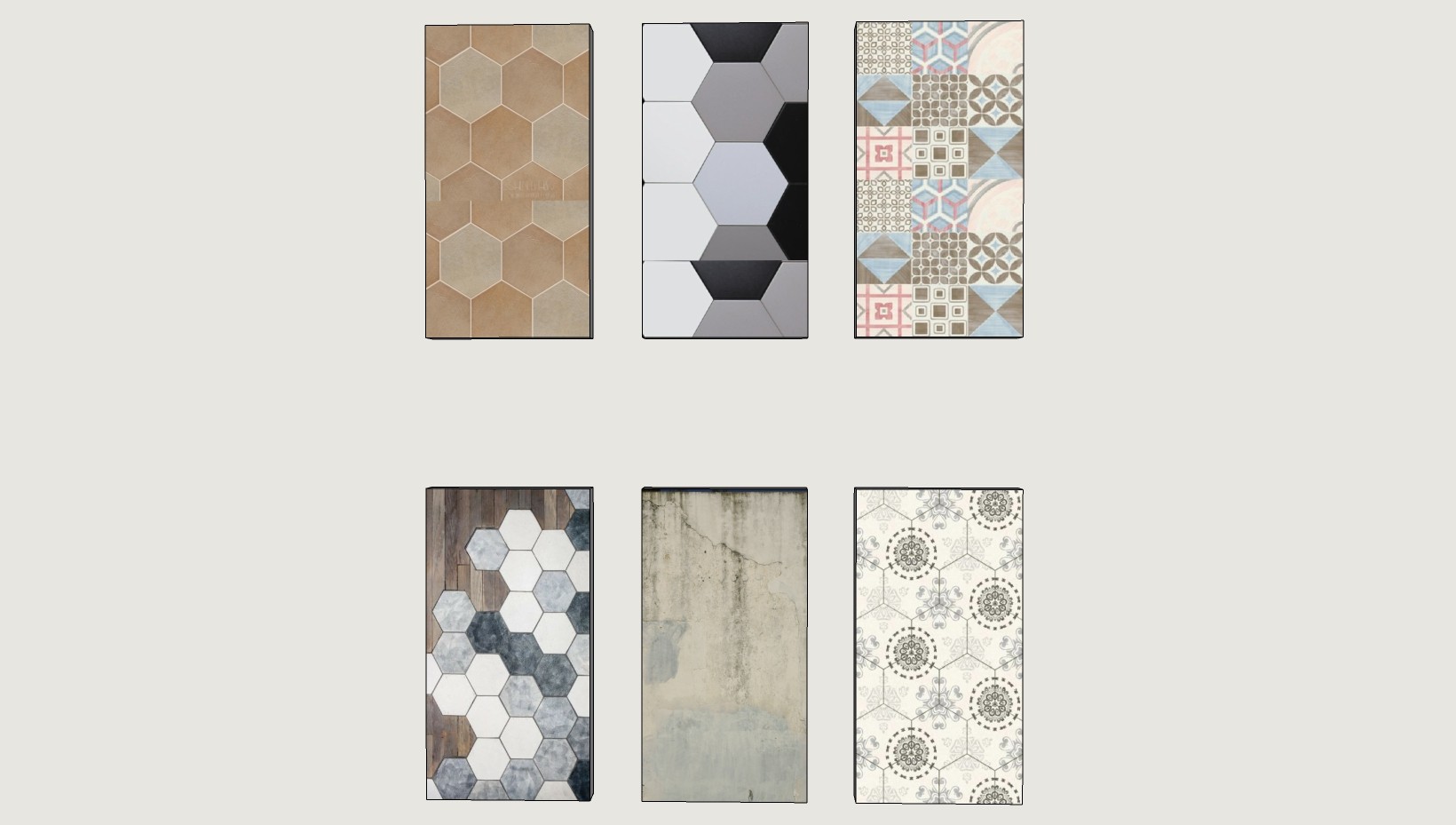 风格地毯 木板花格格子组合，花纹瓷砖su草图模型下载