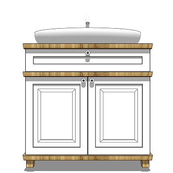 欧式浴室卫浴柜，洗手台su草图模型下载
