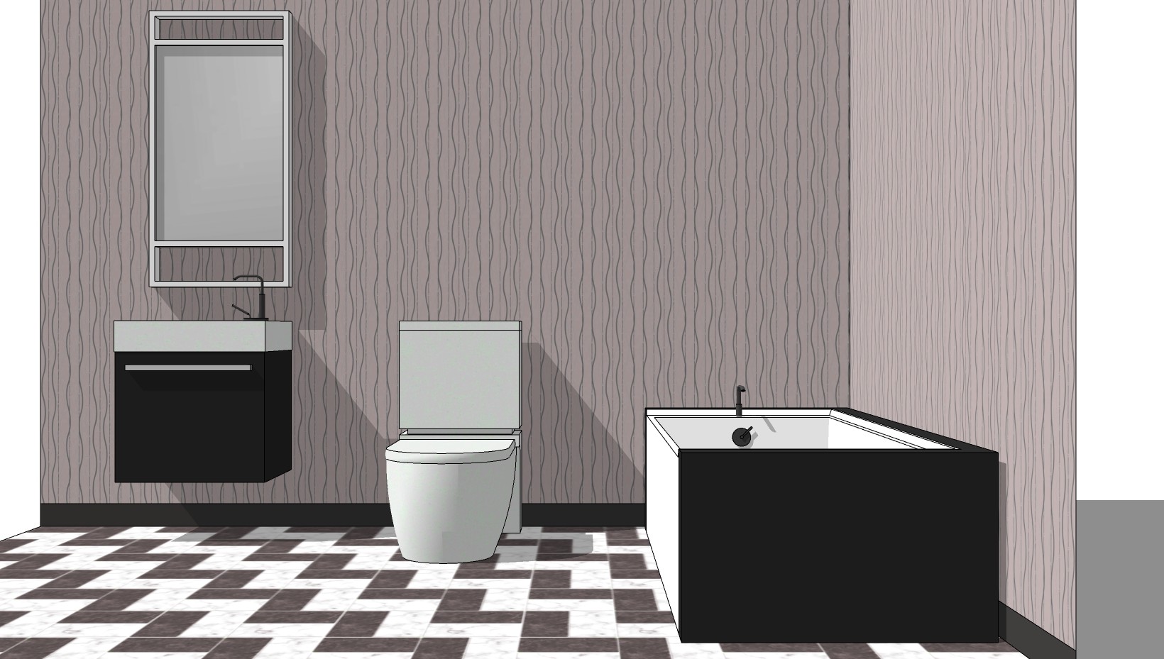 北欧现代卫生间洁具，浴缸马桶，su草图模型下载