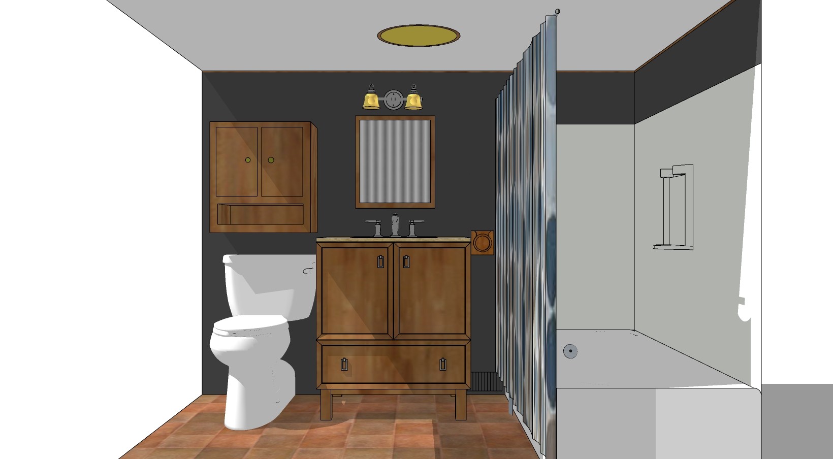 欧式美式卫生间浴室柜，马桶su草图模型下载