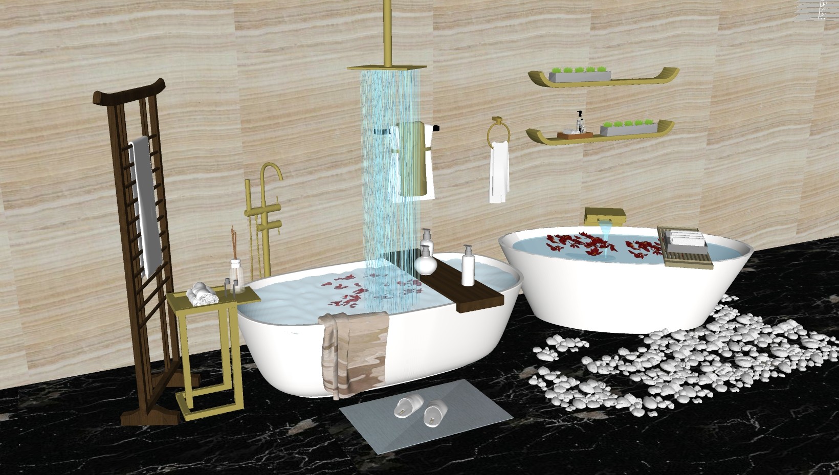 浴缸浴室用品 su草图模型下载
