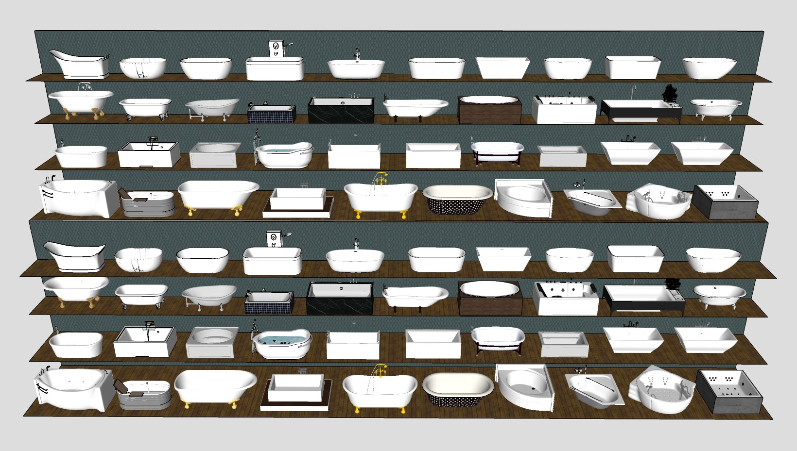 独立式浴缸 嵌入式浴缸 异形浴缸  su草图模型下载