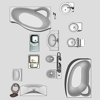 卫浴用品组合 洁具用品  su草图模型下载