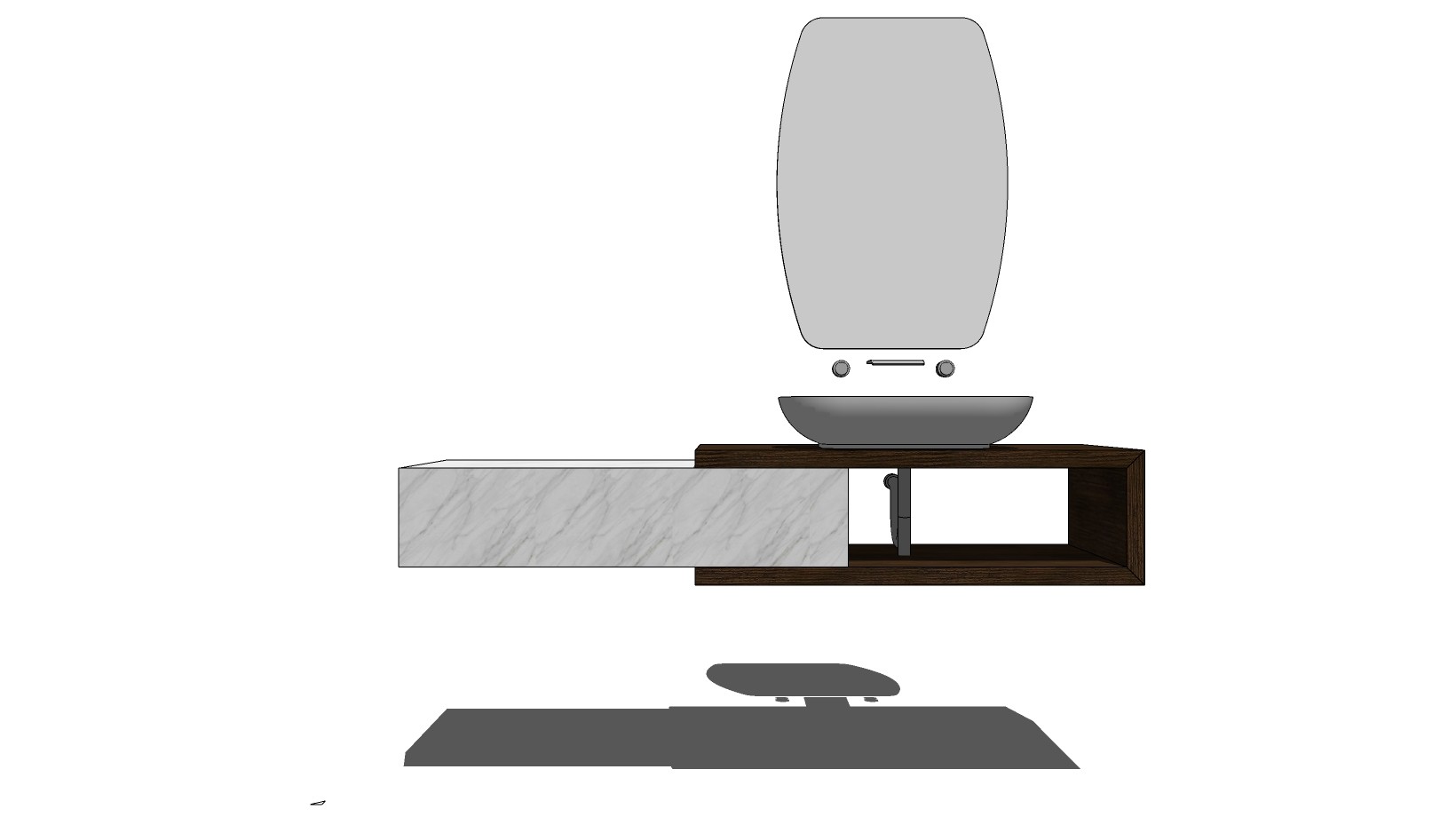 浴室柜，台上盆 su草图模型下载