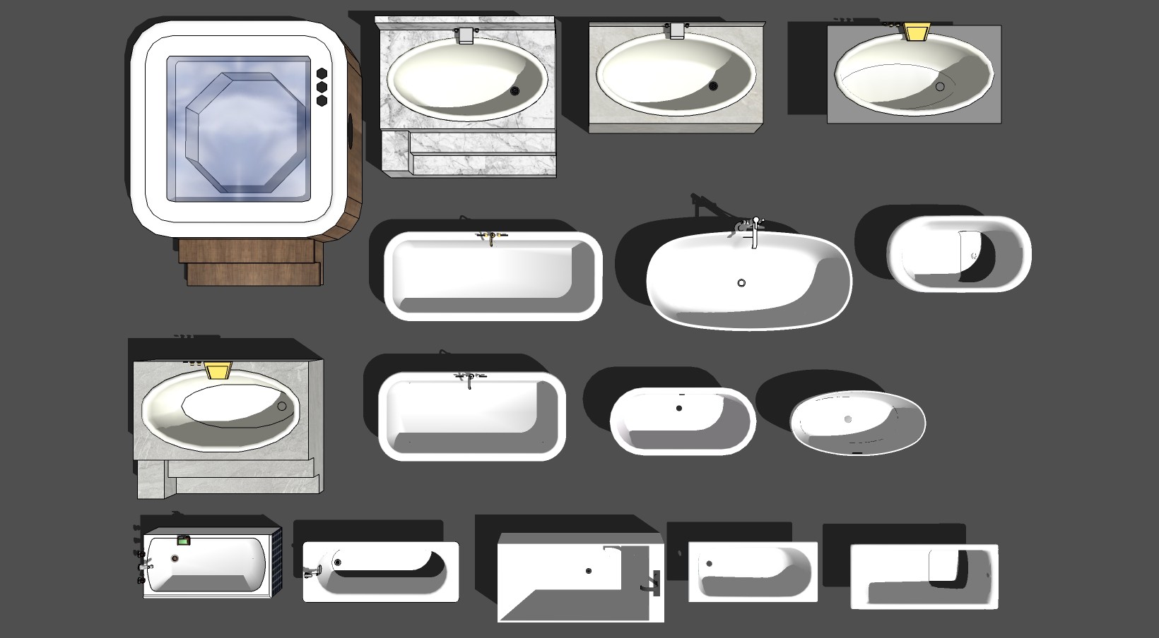 浴室洁具用品浴缸 按摩浴缸  su草图模型下载