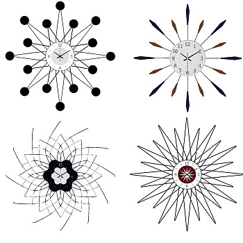 金属花形挂钟，石英钟，钟表su草图模型下载