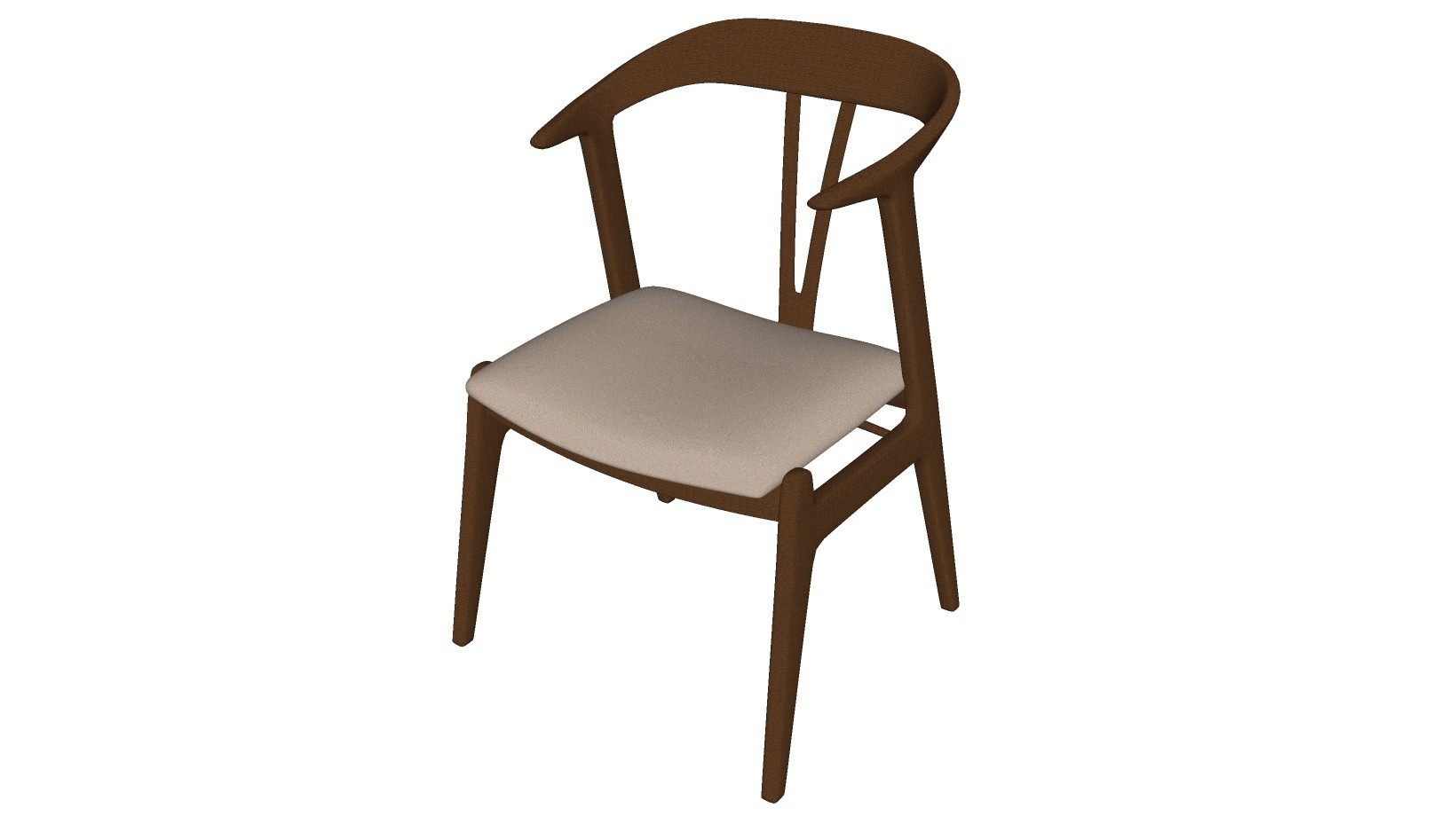 新中式木制单人休闲椅子、餐椅su草图模型下载