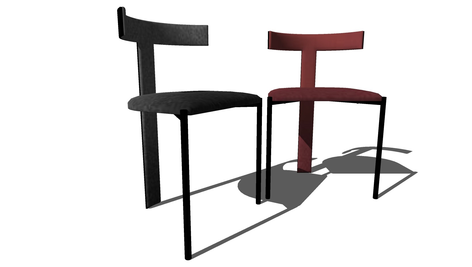 皮革金属单椅，椅子餐椅su草图模型下载
