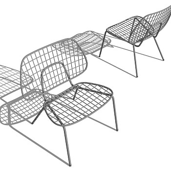 室外户外金属铁艺单人休闲椅子su草图模型下载