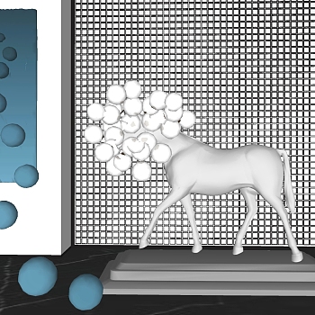 装饰雕塑抽象马雕塑摆件装饰画立体画 su草图模型下载